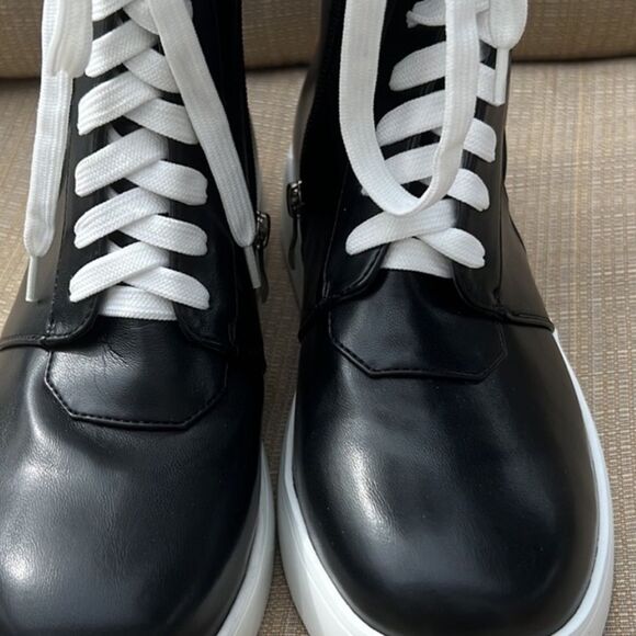 Azalea Wang Black Lace-up Zipper Boot In Manmade Materials Size 8 - Picture 5 of 7